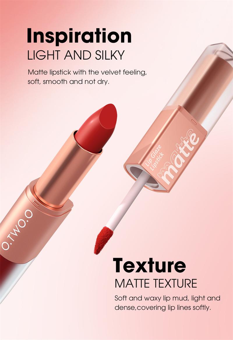 Product Introduction of 【COD】O.TW O.O 2-in-1 Soft Mist Double Sided Lip Mud Lipstick Waterproof Non Stick Cup Non Graduated Cup Velvet Mist Lipstick 18