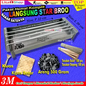 Paket Bakaran Sate Jumbo/Panggangan Sate/Kipas Bambu/Areng