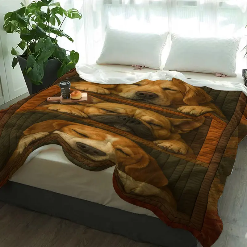 Dog Pattern Blanket, Soft Throw Blanket, Air-conditioned Room Blanket, Warm Nap Blanket for Home Office Travel Camping 2