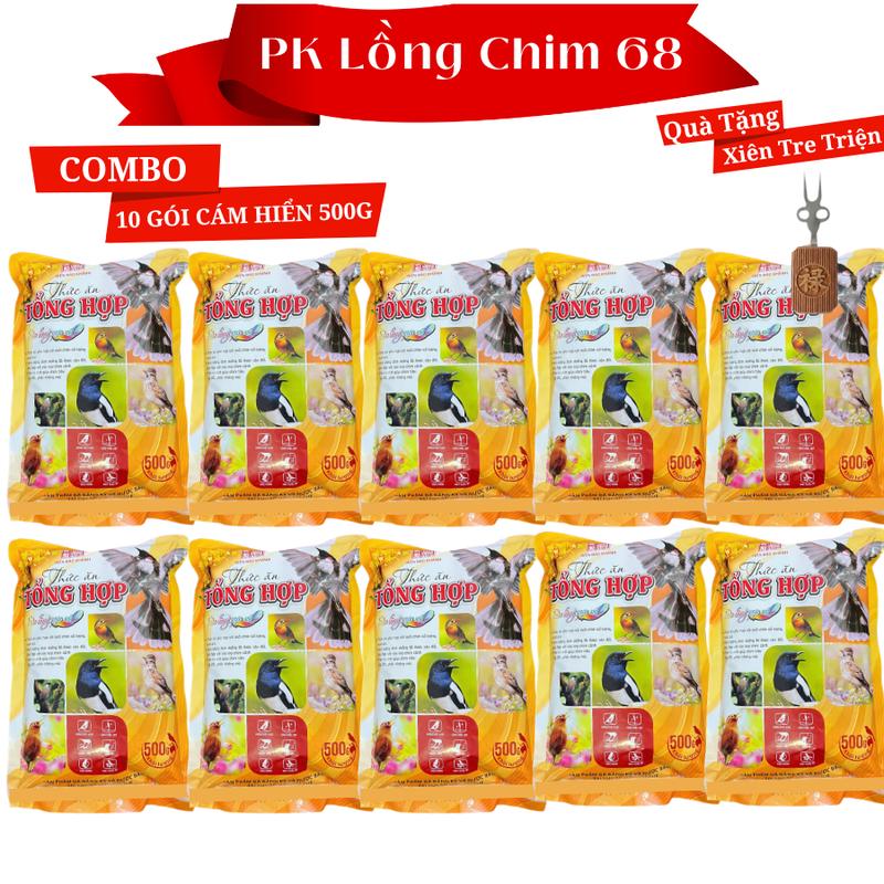 COMBO 10 GÓI CÁM TỔNG HỢP - HIỂN BẢO KHÁNH GÓI 500G - THỨC ĂN CHO CHIM CẢNH - TẶNG KÈM XIÊN TRE TRIỆN
