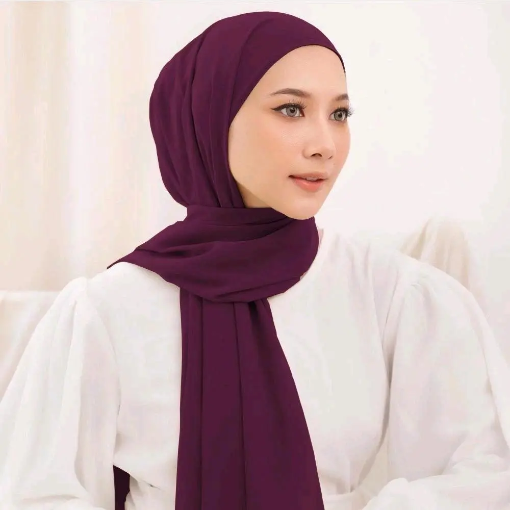 kerudung Pashmina warna Burgundy