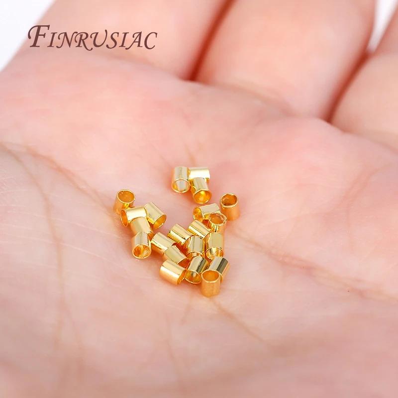 Product Introduction of High Quality Cylindrical Tube Crimp End Bead For Jewellery Making Supplies Wholesale 14K/18K Gold Plated 2mm Tube Crimp Beads 9