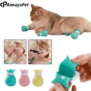 AimayaPet 4 Pcs Penutup Kaki Kucing / Penutup Kaki Hewan Peliharaan / Sepatu Hewan Peliharaan / Sepatu Kucing / Sepatu Hewan Peliharaan / Penutup Cakar Kucing / Sepatu Kucing / Kucing