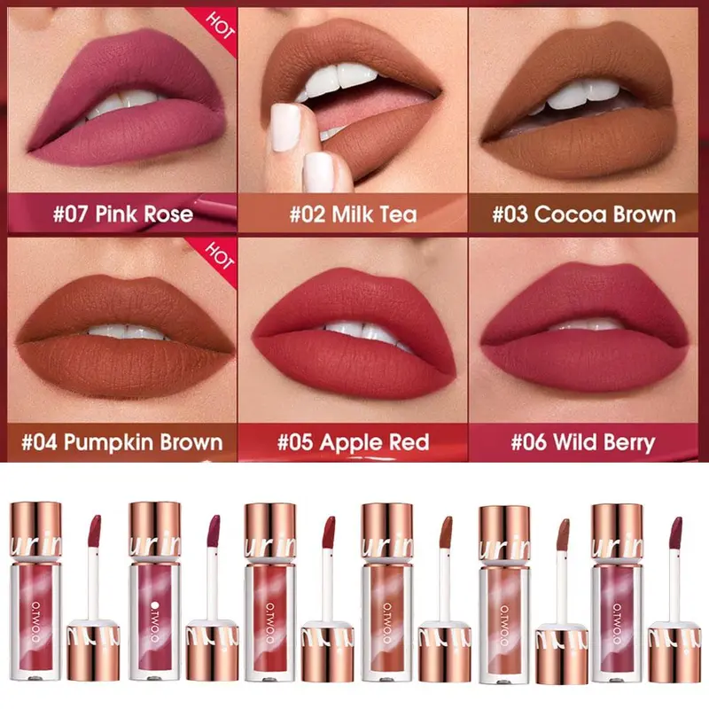 【TERSEDIA&COD】O.TWO.O Lipstik Matte Tahan Lama Tahan Air 24 Jam Tinta Beludru Pewarna Bibir Anti Lengket Lip Gloss Lipstik Cair Makeup Untuk Bibir Lipstick Kosmetik 0