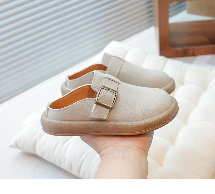 Product Introduction of Children's Closed Toe Boken Half Slippers 2025 Spring New Flat Non-Slip Soft Bottom Girls' Slip-on Outdoor Slippers 13