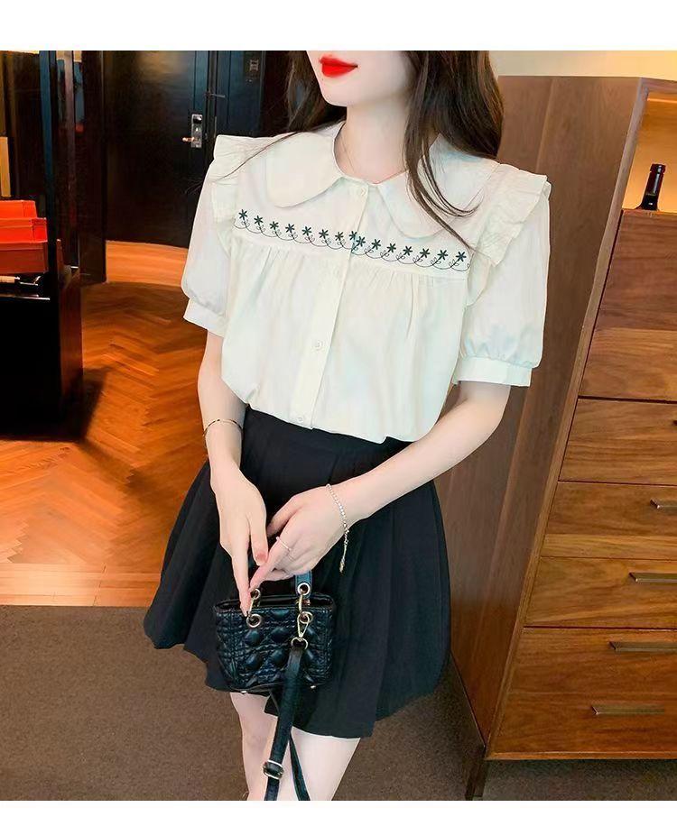 Product Introduction of Áo Sơ Mi Thêu, Cổ Búp Bê, Dành Cho Nữ, Hàng Mới Về Mùa Hè 2023, Tay Phồng Cao Cấp, Thiết Kế Sành Điệu, Dễ Phối Đồ 18