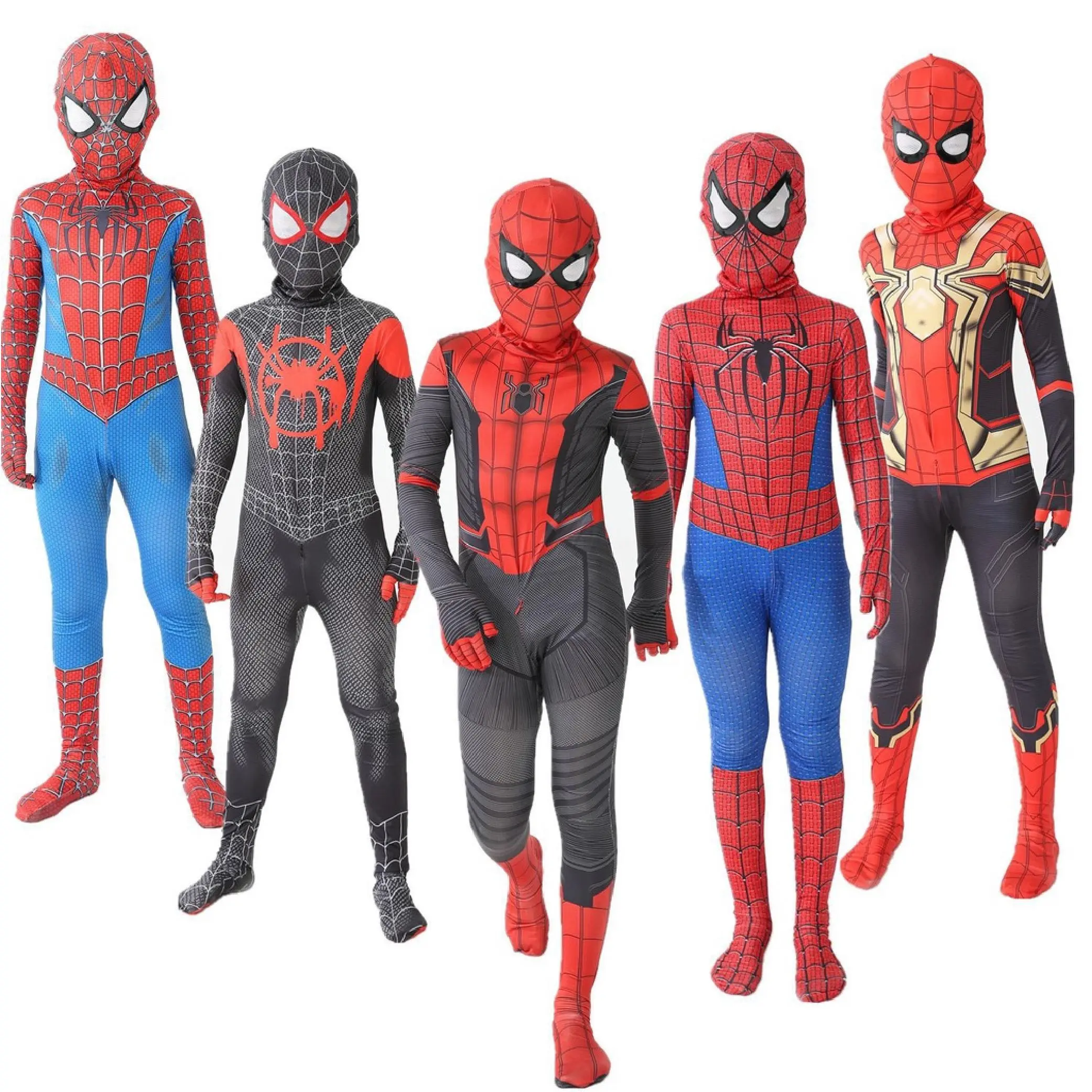 Bộ Hóa Trang Siêu Nhân Nhện Spiderman Kèm Mũ Trùm Chất Co Giãn Thoáng Mát Độc Đáo Cho Bé Từ 2-12 Tuổi Hóa Trang Halloween