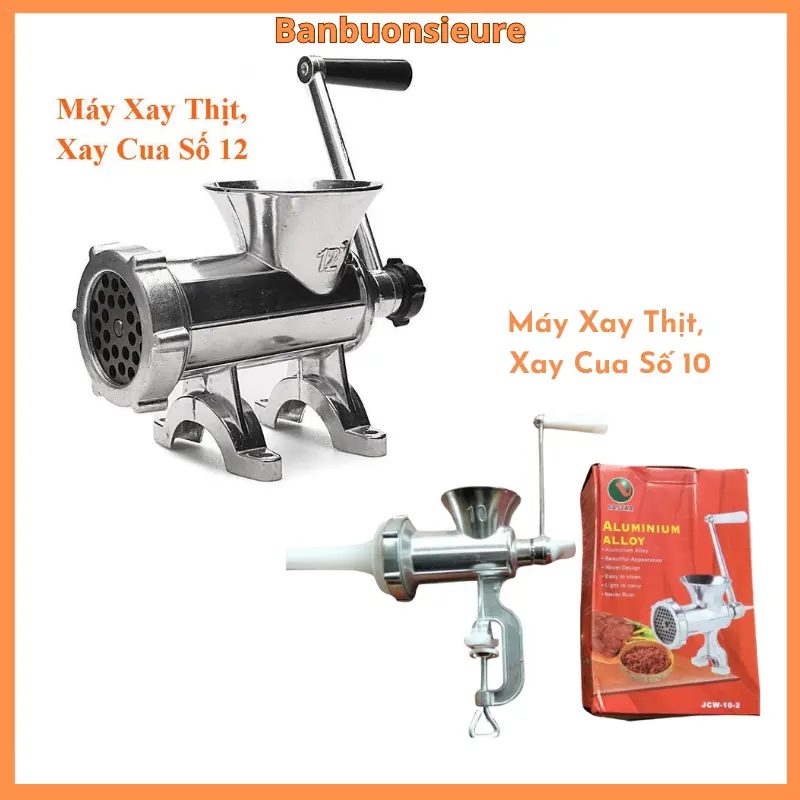 Máy Xay Thịt, Xay Cua Cỡ Đại Chất Liệu Hợp Kim Nhôm An Toàn Không Rỉ Bằng Tay