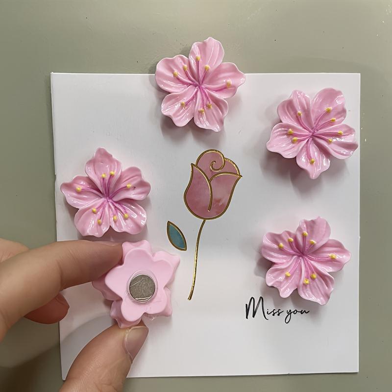 Product Introduction of 5pcs/set Pink Flower Refrigerator Magnets Message Note Photo Home Magnetic Sticker Stationery Magnet Fridge Decor 2