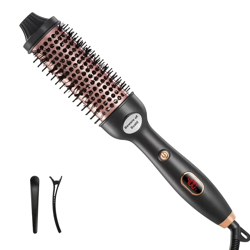 Wavy Hair Thermal Bbrush, 1 Set Ionic Hot Hair Brush, Diffuser Hair Style Brush, Quick Heated Durable Round Brush, Hair Culer Hair Strightening Comb Brush, Quick Heating Brush With Temperature Display
