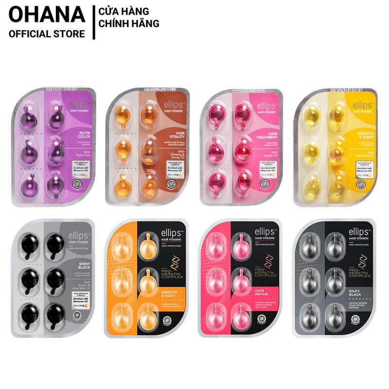 Serum Dưỡng Tóc Ellips Hair Vitamin Giúp Tóc Chắc Khỏe, Óng Mượt, Phục Hồi Hư Tổn (6v/vỉ)