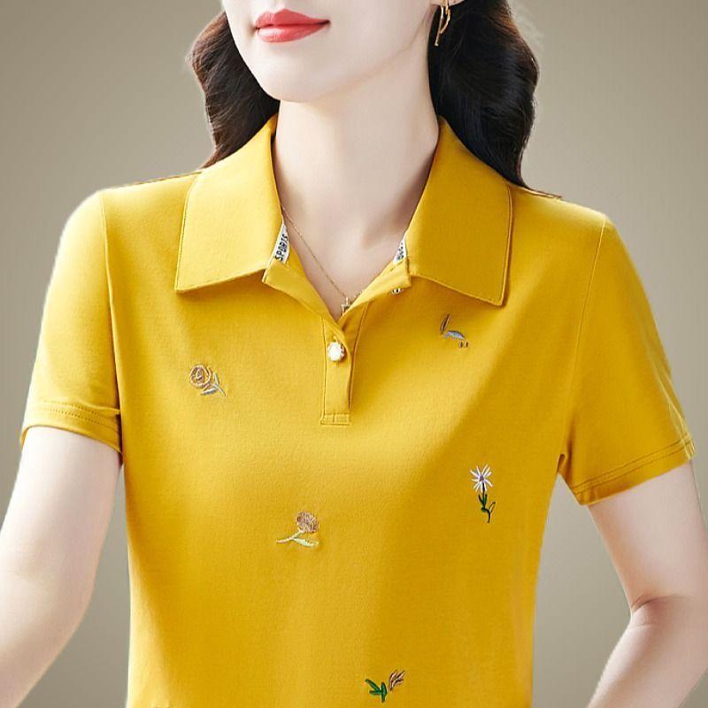 Áo Ngắn Tay Cho Mẹ TRUNG NIÊN Hợp Xu hướng Xu Hướng Thời Trang Mới Mùa Hè Cho Nữ, Áo Thun Thanh Lịch Và Dễ Phối Đồ Áo POLO 0