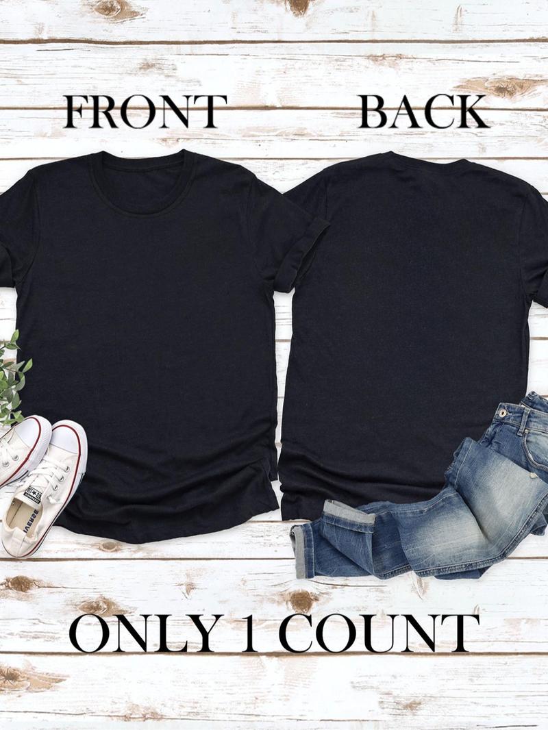 Product Introduction of Women's Slogan Graphic Round Neck Tee, Fashion Casual Heart Print Crew Neck T-Shirt for Daily Holiday Vacation Outdoor Wear, Ladies Clothes for All Seasons Valentine's Day, gift, Clothing 8