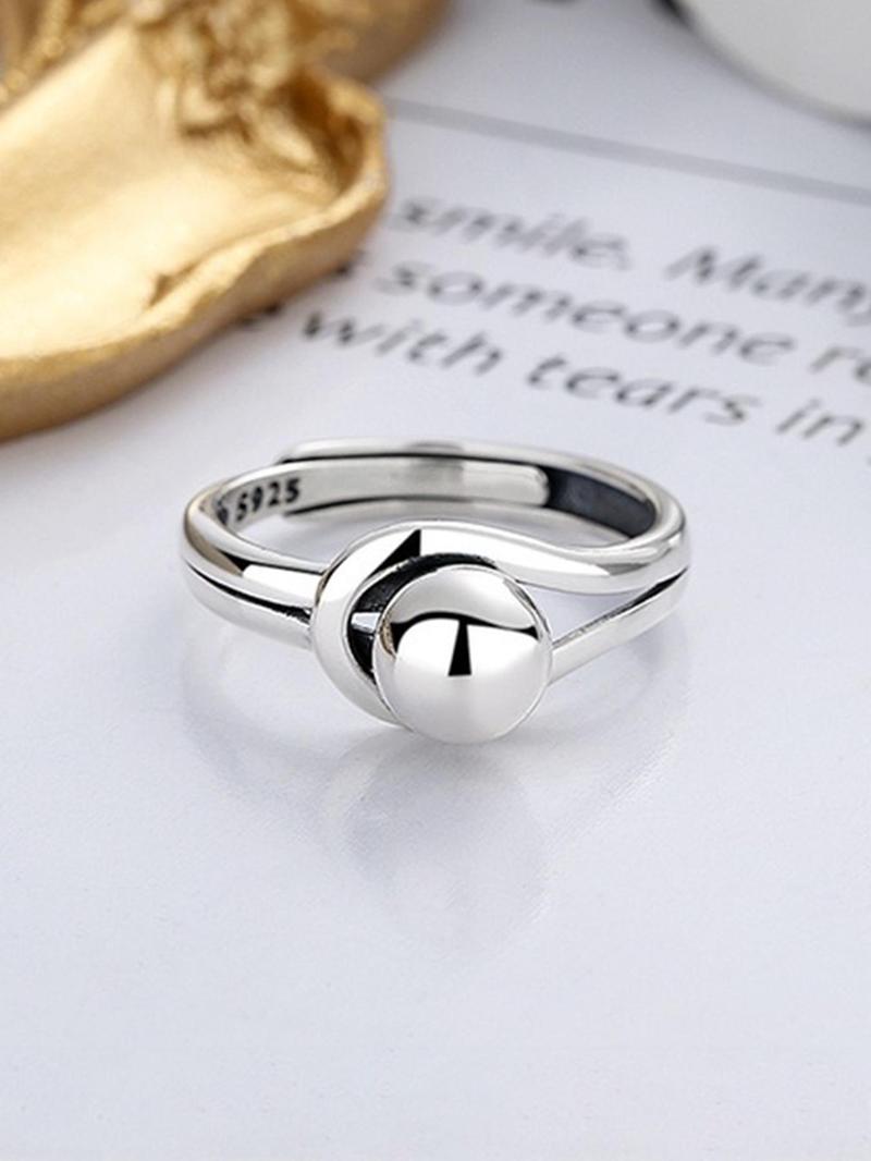 Product Introduction of 925 Sterling Silver Simple Fashion Ball Design Ring, Adjustable Ring, Fashion Jewelry Accessories for Women & Men 6