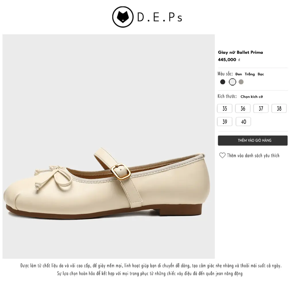 Giày Bệt búp bê nữ mũi ballet nơ đế vuông Prima Ballet Shoes mã GT05 cao cấp. Cao Su Nhung