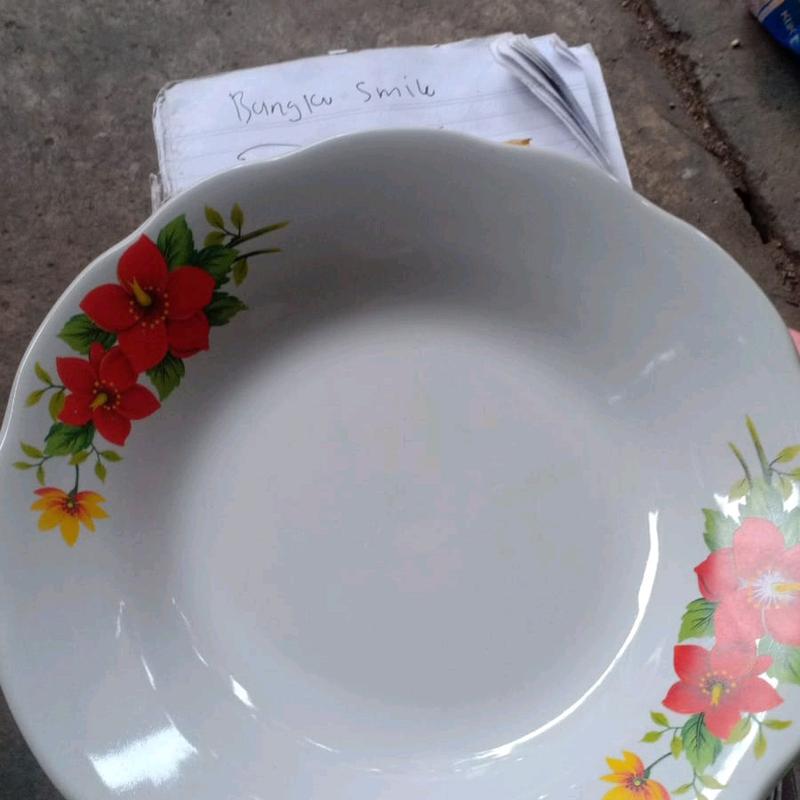piring makan uk. 8 inc keramik motif bunga isi 6 pcs kuat tebal 1