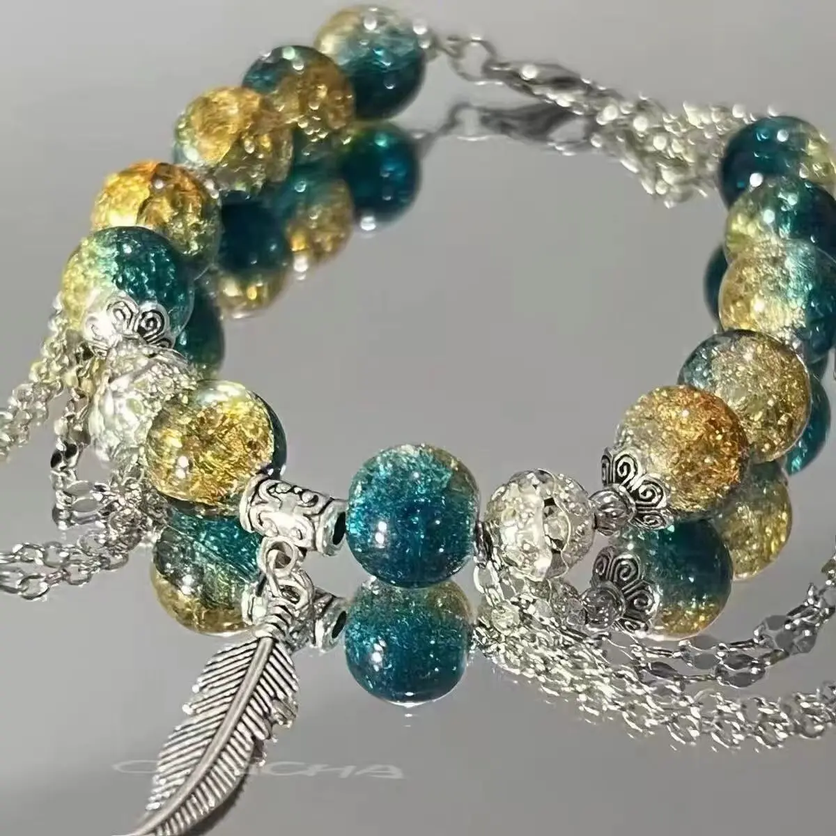 [97% Positive Rating] New Niche Original Explosive Wings Ins Popular Exquisite Design Bracelet Green Series Bracelet Gift for Girlfriend