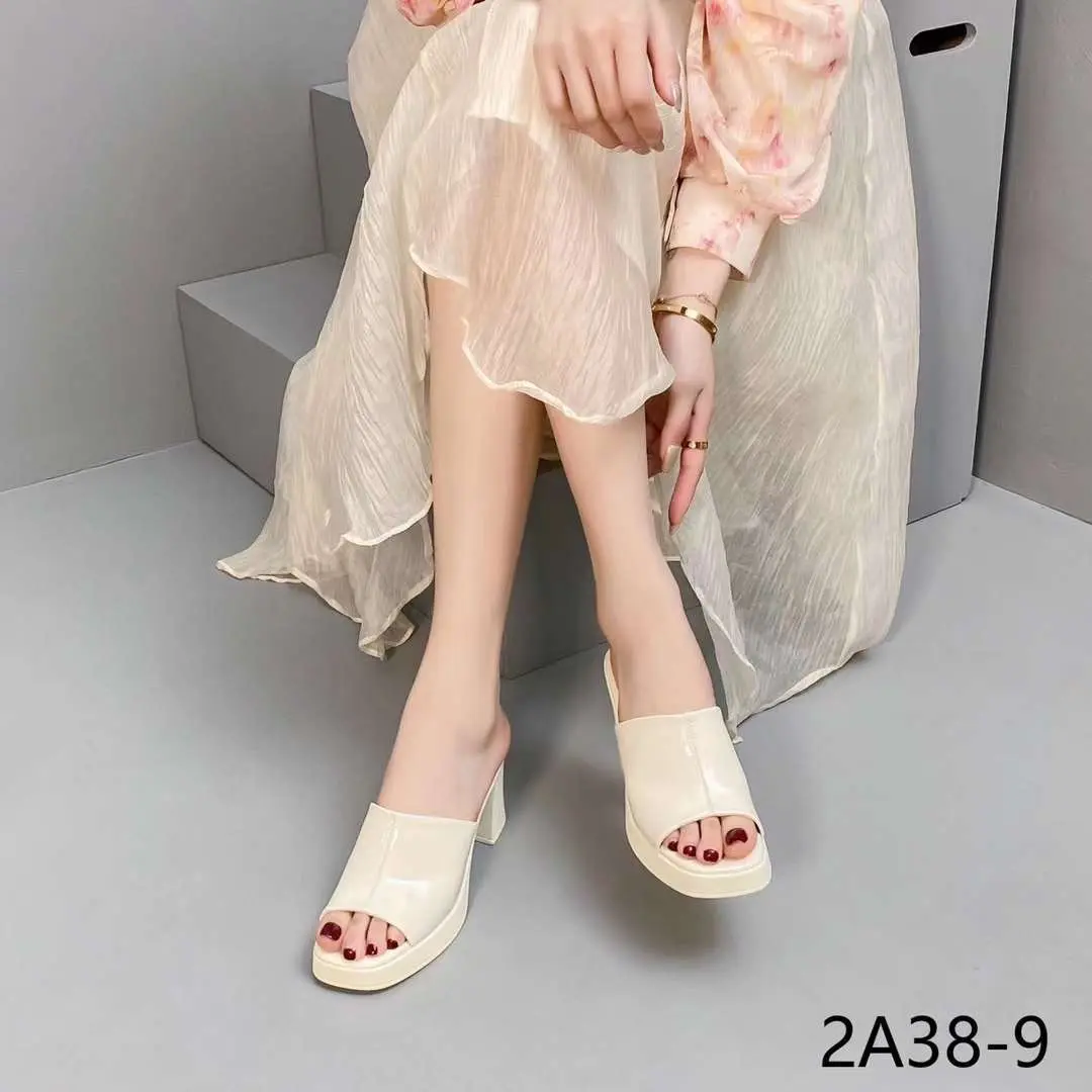 [Thắm Toản shoes] Dép nữ mã 2A38-9 Quảng Châu cao cấp da xịn hai đế cao 7 cm