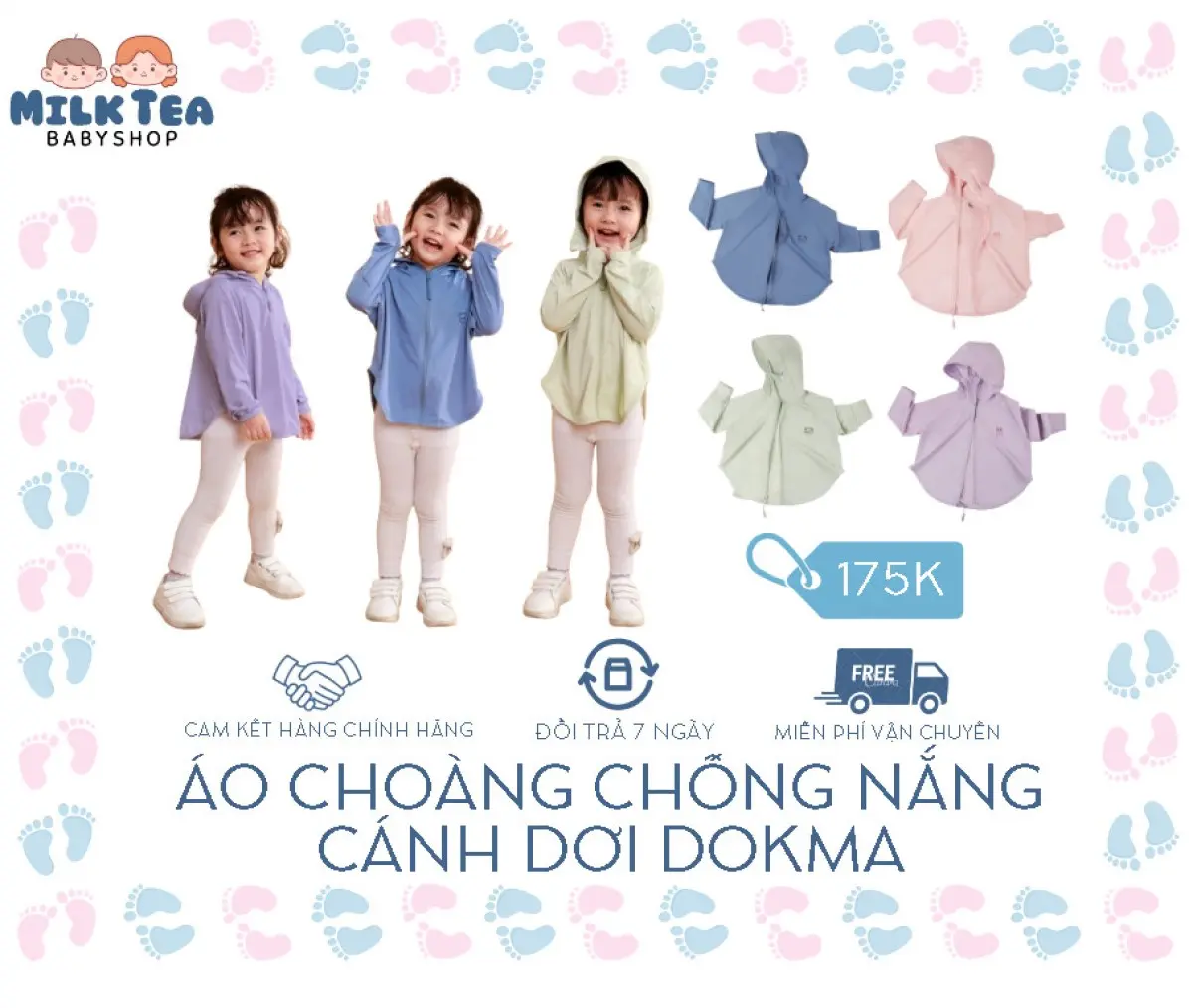 [DOKMA] Áo choàng chống nắng cánh dơi từ 1 - 5 Tuổi với chất liệu siêu thoáng mát chống nắng 90% cho bé