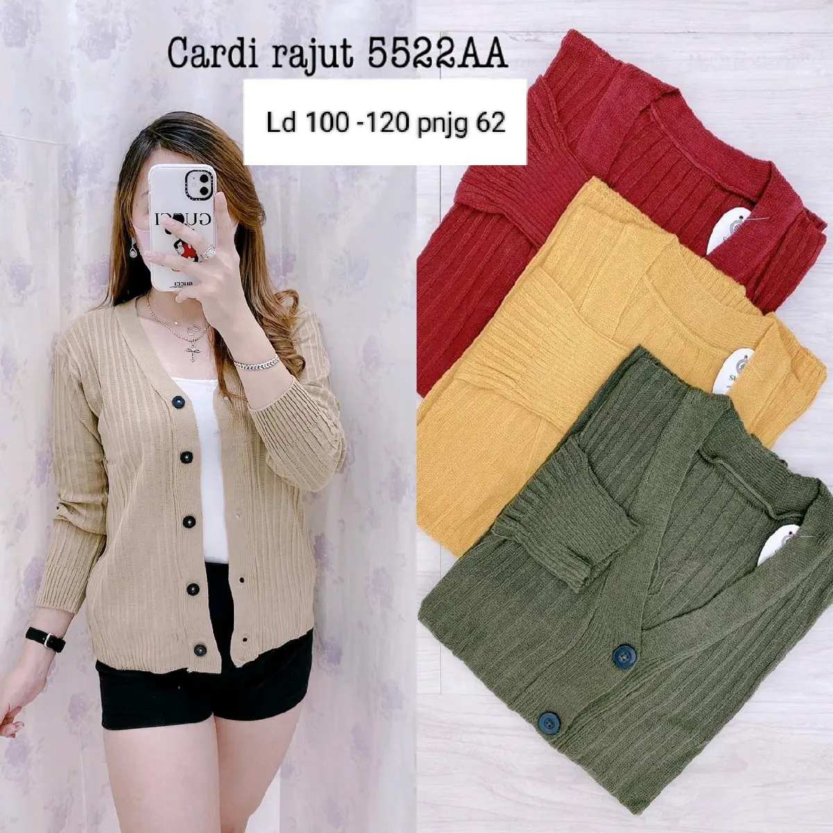 Cardigan rajut kancing Cardi 5522 pakaian rajut