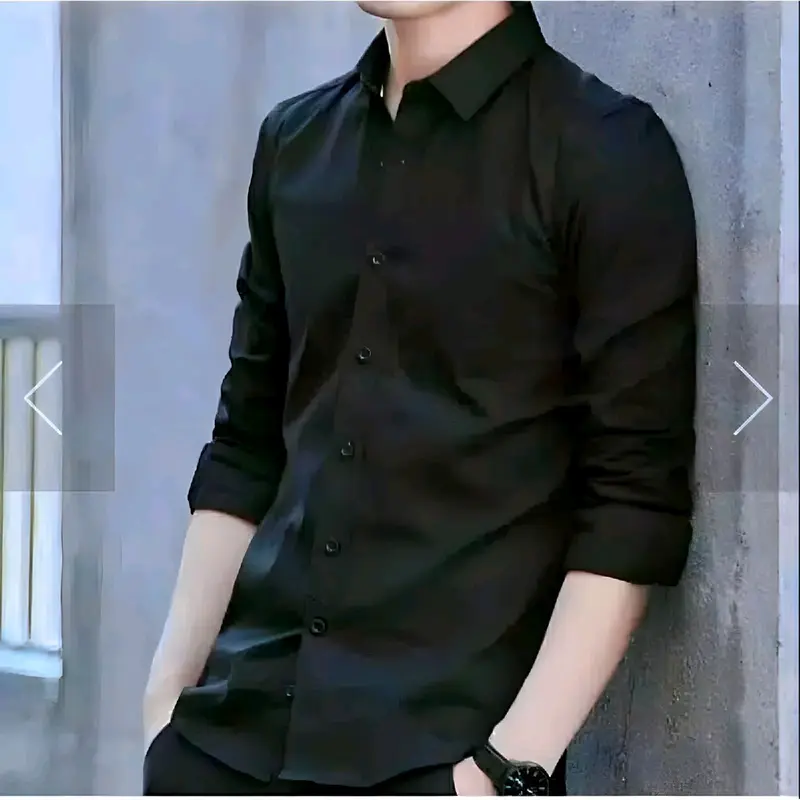 KEMEJA POLOS PRIA LENGAN PANJANG DISTRO HITAM Baju Formal Kancing Katun Kerah Santai Simple Standar 0