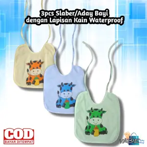 3pcs SLABER/ADAY/OTO BAYI dengan lapisan bahan (ANTI TEMBUS AIR LIUR BAYI Celemek Katun bib palsu