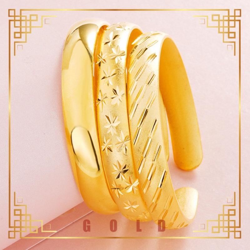 Product Introduction of [Lucky K Gold]  24K Gold Thickened Glossy Women's Starry Sky Open-Ended Bracelet Au999 Meteor Shower Bracelet 75