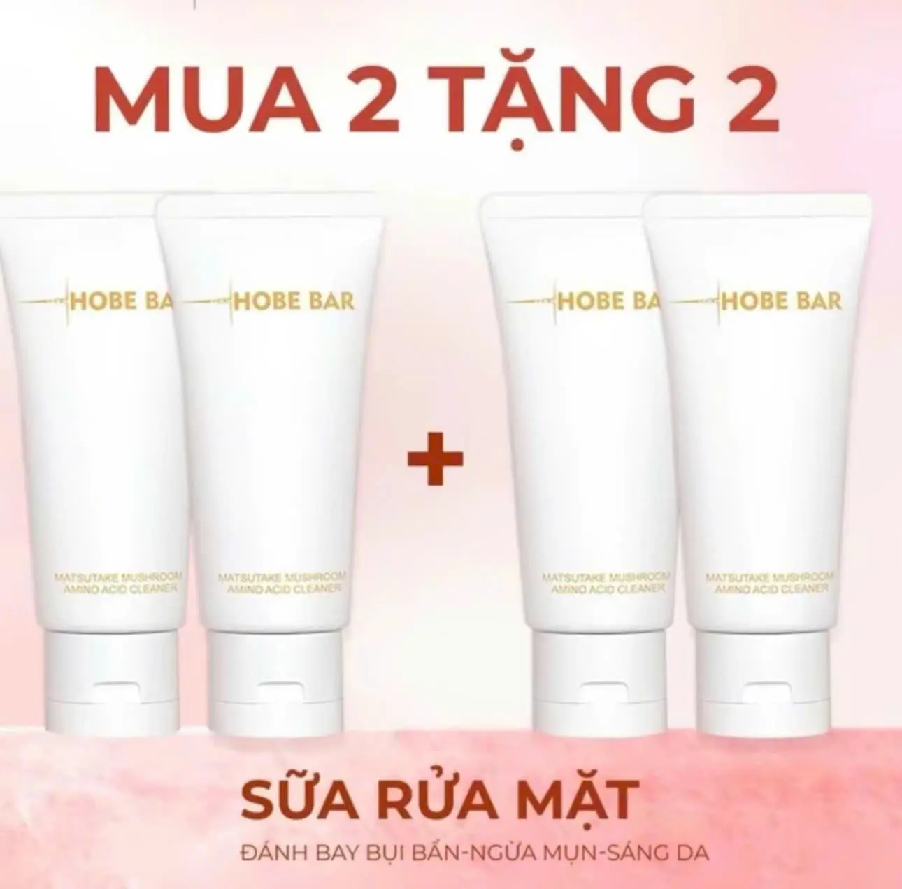 (Combo 4 tuýp) Sữa Rửa Mặt Amino Acid HOBEBAR 50ml - Chăm Sóc Da Mặt, Làm Sạch Sâu, Kiểm Soát Dầu Và Da Nhạy Cảm, Dịu Nhẹ Lành Tính