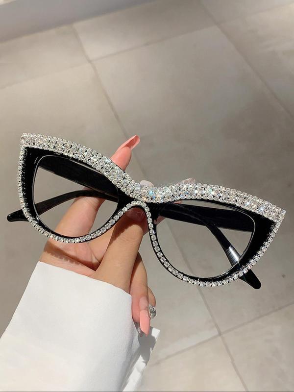 Women's Elegant Rhinestone Decor Cat Eye Frame Eyeglasses, Trendy Vintage Eyeglasses, Chic All-match Fashion Accessories for Daily Use 4
