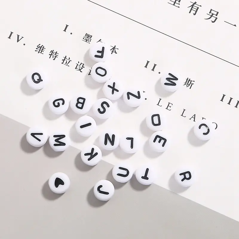 4 * 7mm Acrylic English Letters Flat Beads Diy Children's Early Education Tools Beaded Jewelry Accessories Homemade Bracelet