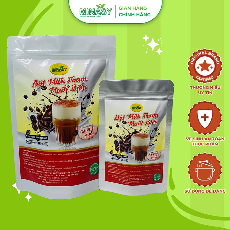 Bột Milk Foam muối biển 500g Bột làm cà phê muối Milk Foam Minasy sánh mịn béo ngậy