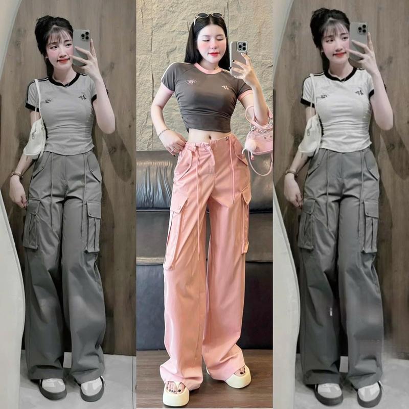 SÉT THỂ THAO ÁO CỔ TRÒN + QUẦN ỐNG XUÔNG RỘNG TÚI HỘP Thiết kế 2 Loại VẢI