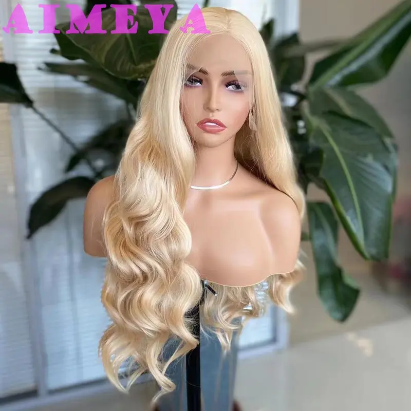 AIMEYA Blonde Wig Long Body Wave Lace Front Wig  Synthetic Lace Wig for Women Girl Heat Resistant Hair Cosplay Daily Use 0
