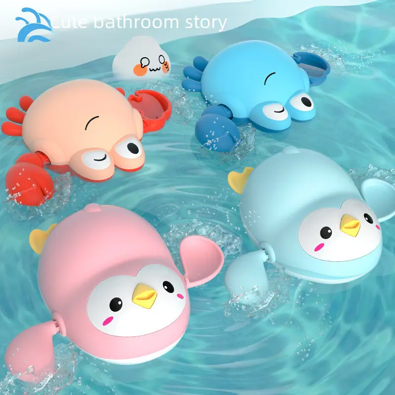Đồ Chơi Phòng Tắm Cho Trẻ Em, Bán Chạy, Chơi Nước, Bơi Lội, Thiết Kế Hình Chim Cánh Cụt Và Cua Nhỏ Lên Dây Cót, Tắm Ngầu Thích Hợp Cho Bé, Đồ Chơi Chơi Nước