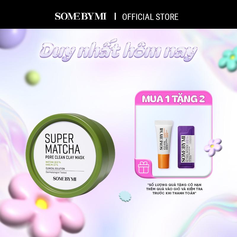 [Deal độc quyền][Qùa tặng 1 kcn V10 5ml+ 1 kem mắt retinol 1ml] Mặt nạ rửa Some By Mi Super Matcha Pore Clean Clay Mask 100g Làm Đẹp Da