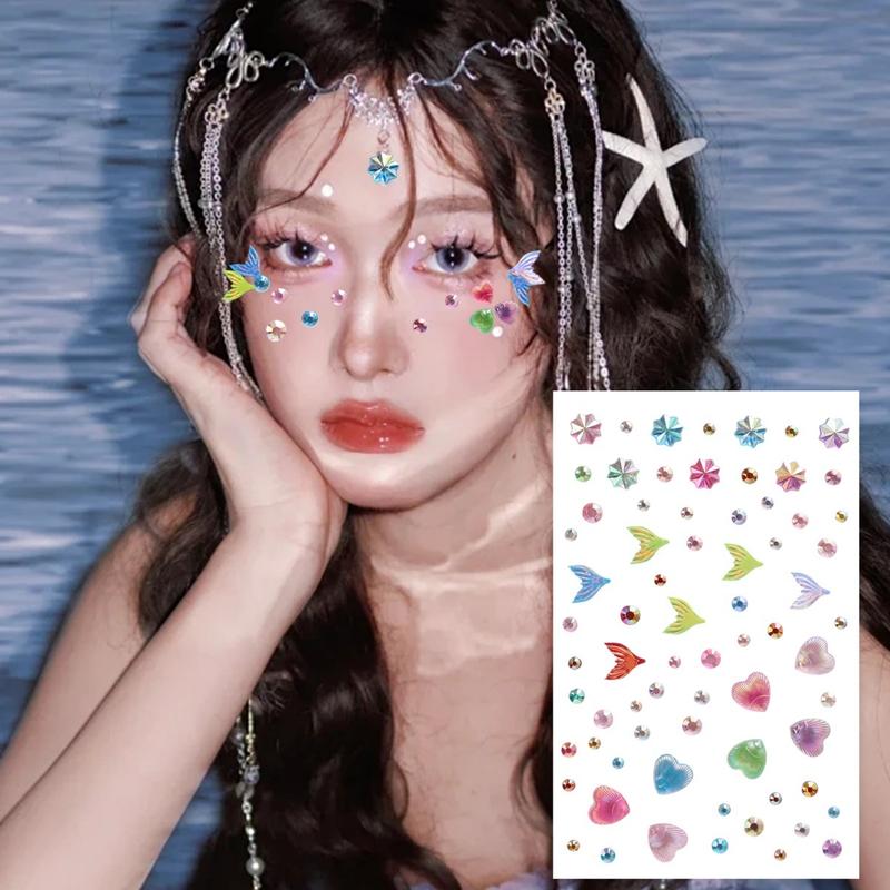 Hình Dán Acrylic Hình Bướm, 3 Kiểu Có Sẵn, 3D, Đầy Màu Sắc, Vỏ Tình Yêu Nàng Tiên Cá Lộng Lẫy, Hoa Hồng Sáng Bóng, Trang Trí Trang Điểm Cơ Thể, Thích Hợp Cho Lễ Hội 1