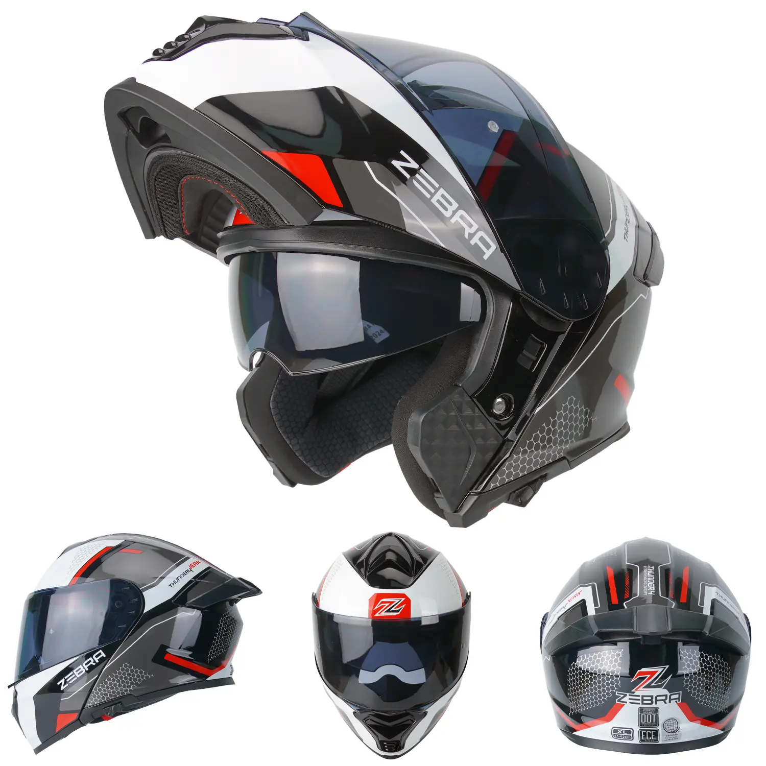 ZEBRA A113 RITZY Honeycomb Modular Helmet Dual Visor Motorcycle