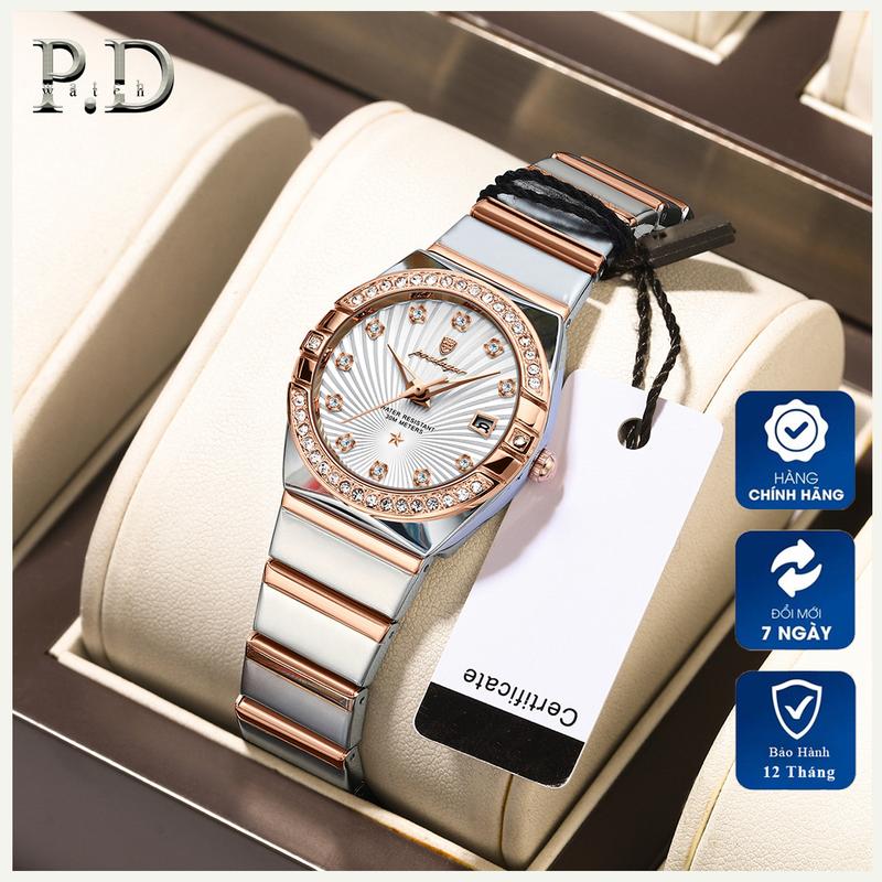 Đồng Hồ Nữ Thương Hiệu POEDAGAR Đồng Hồ Đeo Tay Dây Thép Mặt Đính Đá Cao Cấp Sang Trọng Chống Nước Women Watch