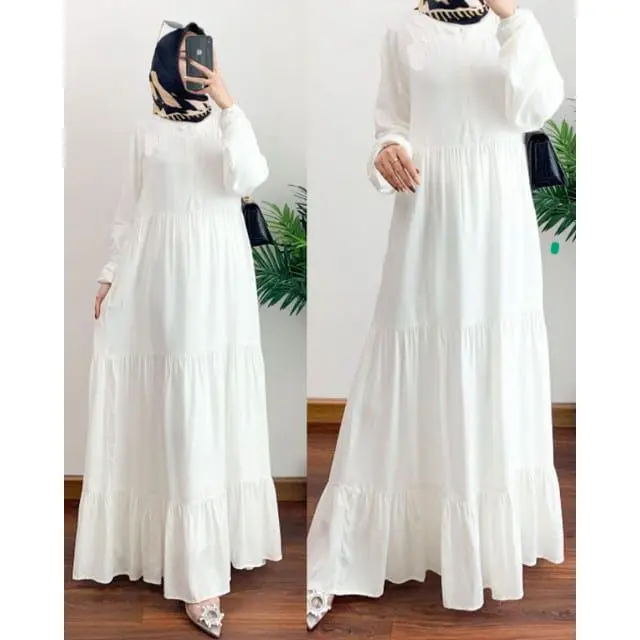 GAMIS JUMBO GAMIS SUSUN maxi dress M L XXL bahan rayon premium Polos muslim Wanita cod 3
