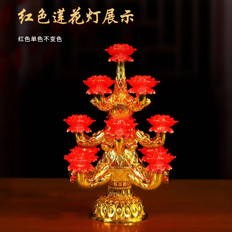 Đèn Led Hoa Sen, Đèn Bàn Thần Đạo Điện Tử, Đèn Phật, Thích Hợp Cho Đền Và Gia Đình, Đèn Mặc Quần Áo Ngày Lễ, Chân Nến Hoa Sen nến  vàng bình  lúa tên  cô bộ  vòng set  trang tháp  tết tháp  quà 5