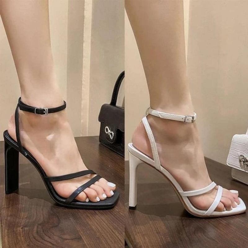 Giày sandal nữ cao gót big size 40 41 42 43 siêu đẹp gót cao 7 phân và 9 phân cách điệu sang chảnh tôn dáng xăng đan cao gót ngoại cỡ size to thời trang DéP Shoes
