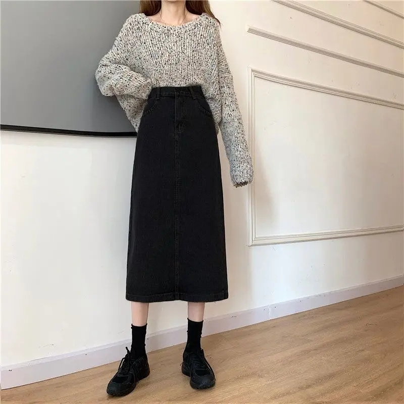 Chân Váy Denim, Dài Trung Bình Dành Cho Nữ, Cạp Cao, Che Gấu Thẳng, Ôm Vừa Vặn, Thời Trang, Bộ Sưu Tập Mùa Xuân Và Mùa Hè, Phong Cách Ins, Hàng Mới Về 2024, Chân Váy Denim Hợp Xu hướng, Chân Váy Nữ