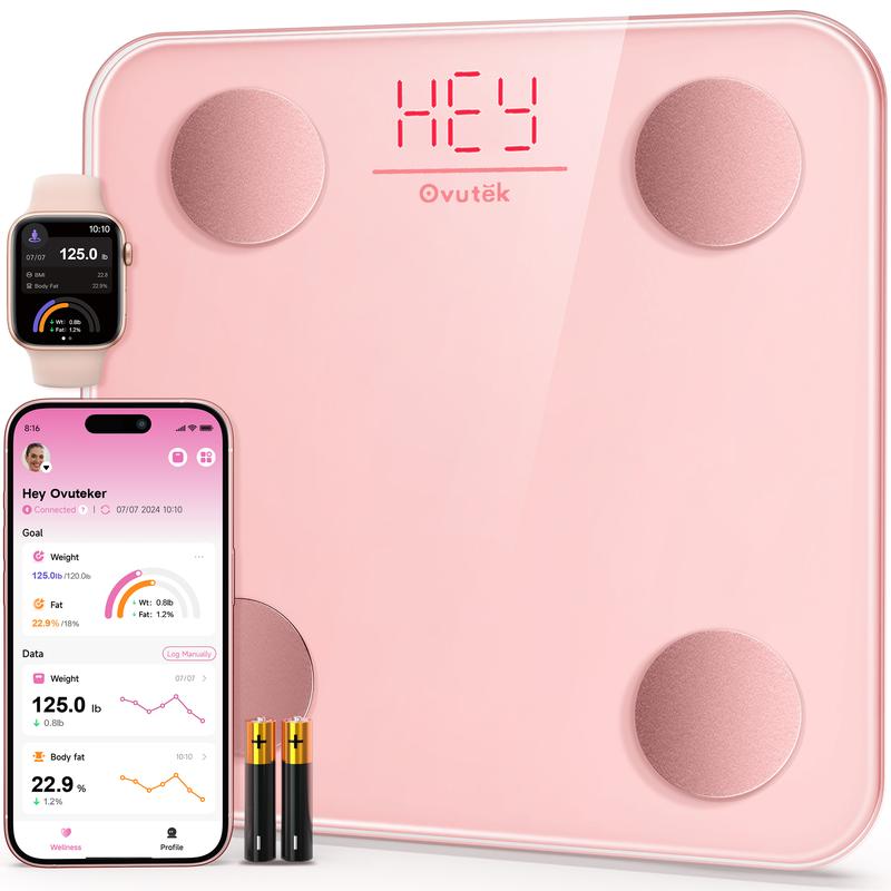 Ovutek Pink Smart Scale for Body Weight, Digital Bathroom Scale ...