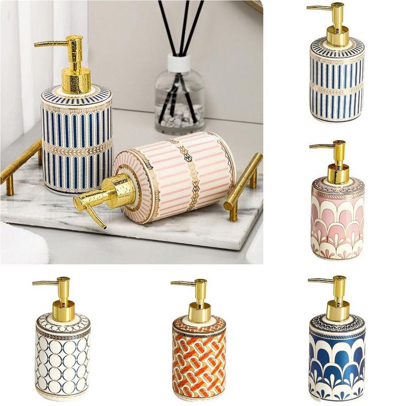 Product Introduction of Portable Ceramic Soap Dispenser Colorful Painted Lightweight Soap Pump Bottle Empty Refillable Liquid Lotion Dispenser Hotel 10