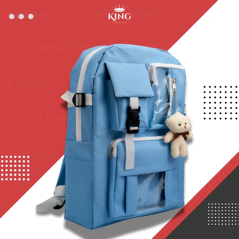 Ba lô học sinh chống thấm nước thời trang, TẶNG KÈM MÓC KHOÁ GẤU, đựng vừa khổ A4, LAPTOP, đi học, đi chơi, đi du lịch 5