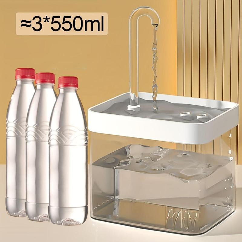 Pet Drinking Fountain, 1.5l Clear USB Rechargeable Automatic Water Bowl With Elbow, Feeding Supplies For Cats, Dogs & Birds 7