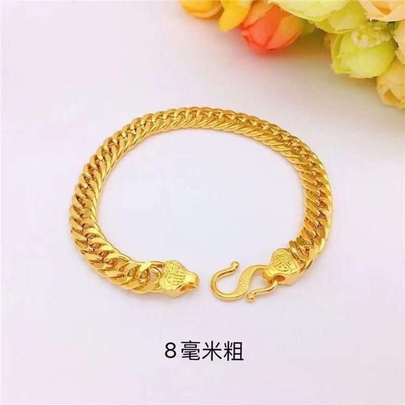 High Imitation Vietnamese Gold-Plated Jewelry Source Dominant Classic Trendy Men's Boss Tank Bracelet Fu Character Head Bracelet 1
