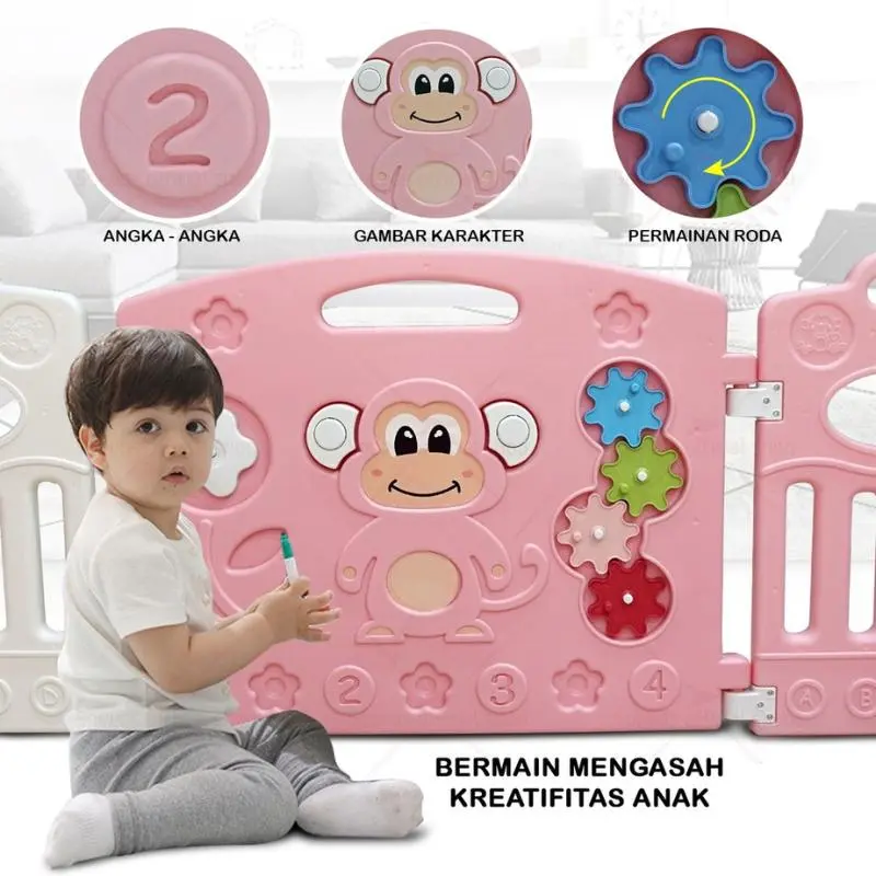 TOYSBAR Pagar Mainan Anak Pagar UK. S/M Motif Monyet  M1205 Bayi 3