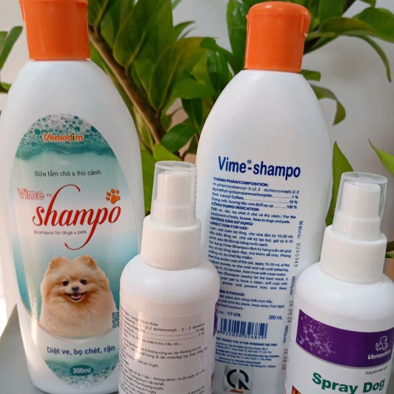Combo Vemedim Vime-Shampo và Chai Xịt Diệt Ve Rận ở Thú Cưng Thuốc Trị Ivermectin Trị