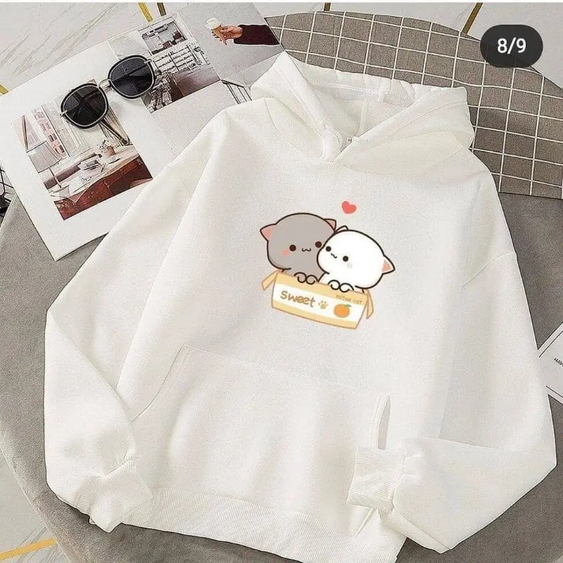 Baju Sweater Hoodie Sweet Pom Pom Atasan Hoodie Cowok Cewek Kaos Hoodie Jumper Korea Style Fleece Panjang Tebal Wanita